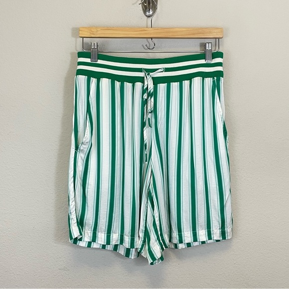 Anthropologie‎ Satin Striped Silky Bermuda Boxer Long Shorts Size Small - Picture 3 of 8